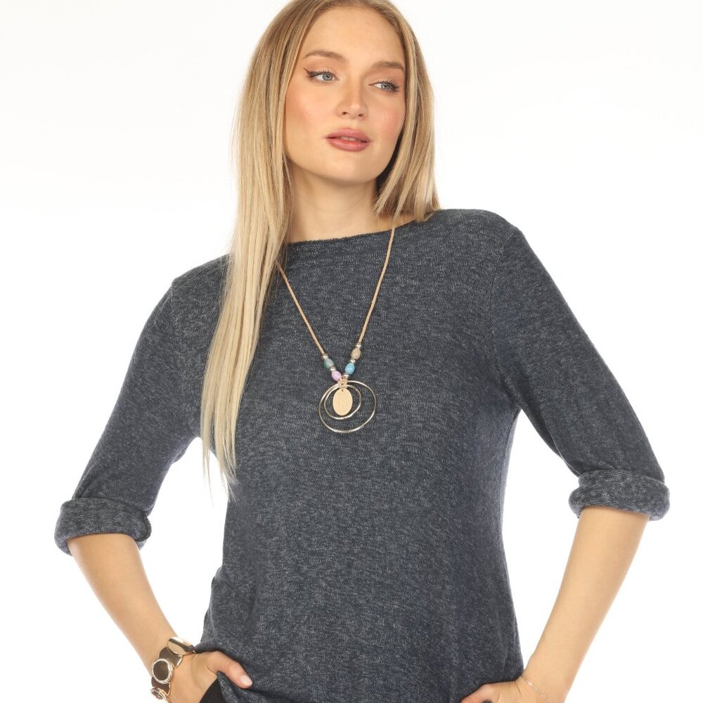 Navy Butter Soft Sleeves Top